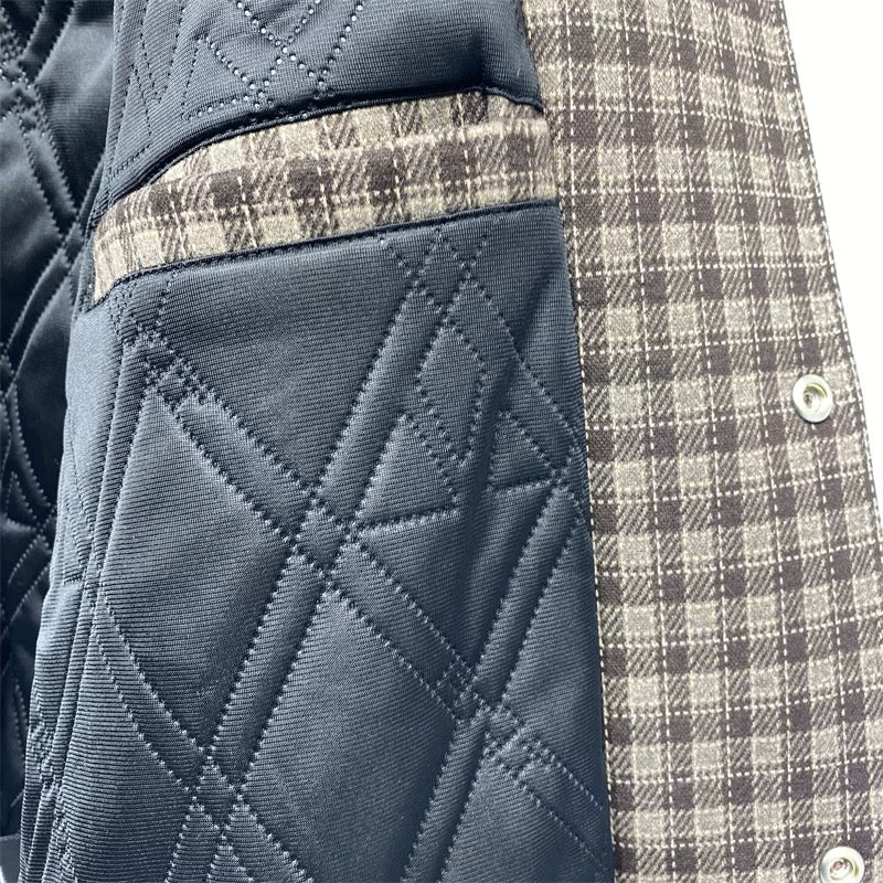 Chaqueta acolchada holgada de lana de oveja para hombre T0247