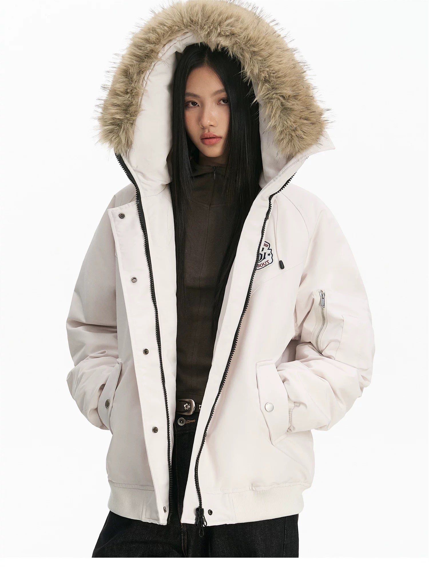 Detachable Fur Hooded Parka – Vintage American Winter Cotton Jacket T0030