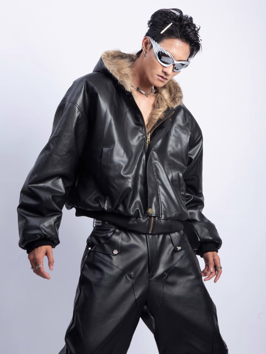 [PLAN1ONE] reversible leather cotton jacket T0160