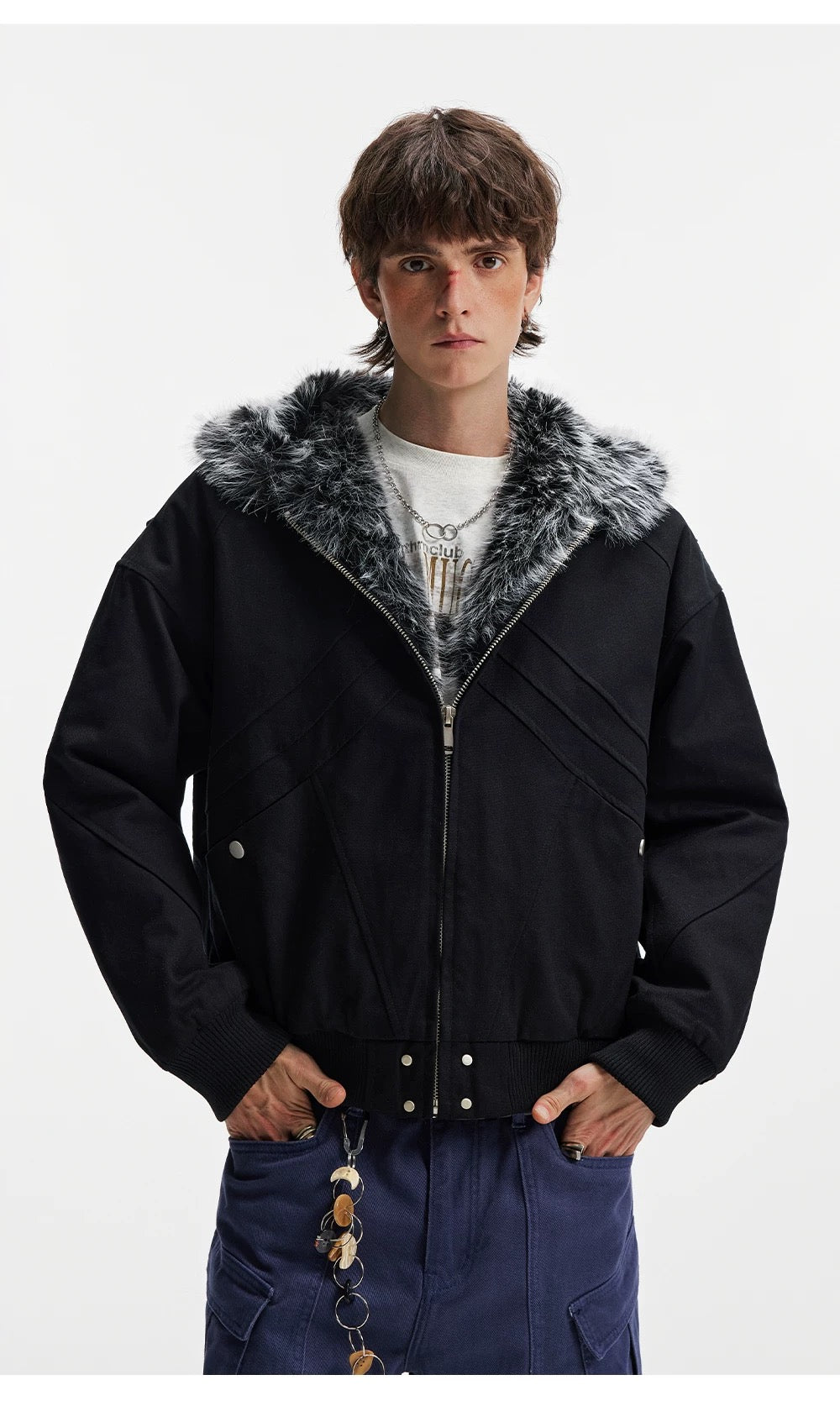 American Vintage Boxy Hooded Padded Jacket – Retro Streetwear Cotton Coat T0226