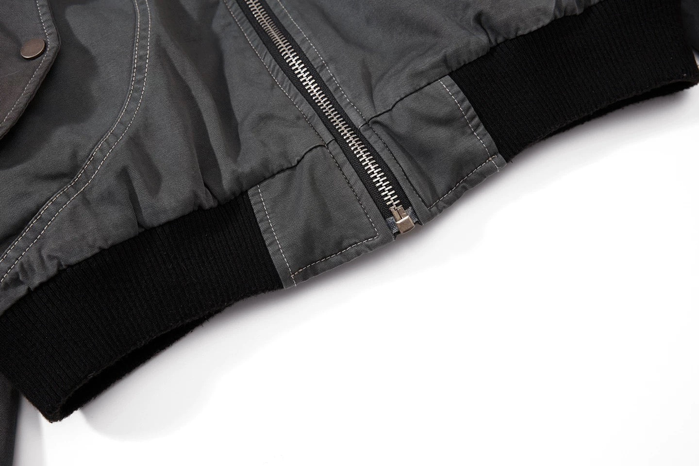 Men’s Layered Bomber Jacket – Faux Two-Piece Streetwear Flight Coat T0051