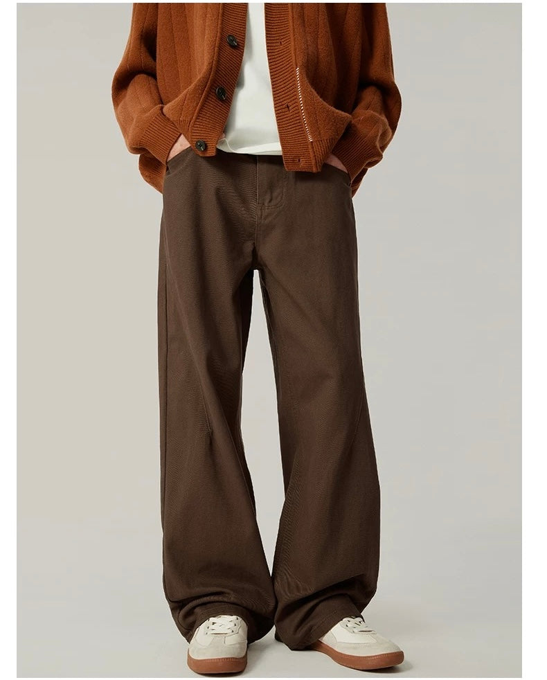 Men’s Loose Straight Wide-Leg Pants – American Minimalist Streetwear Trousers B0082
