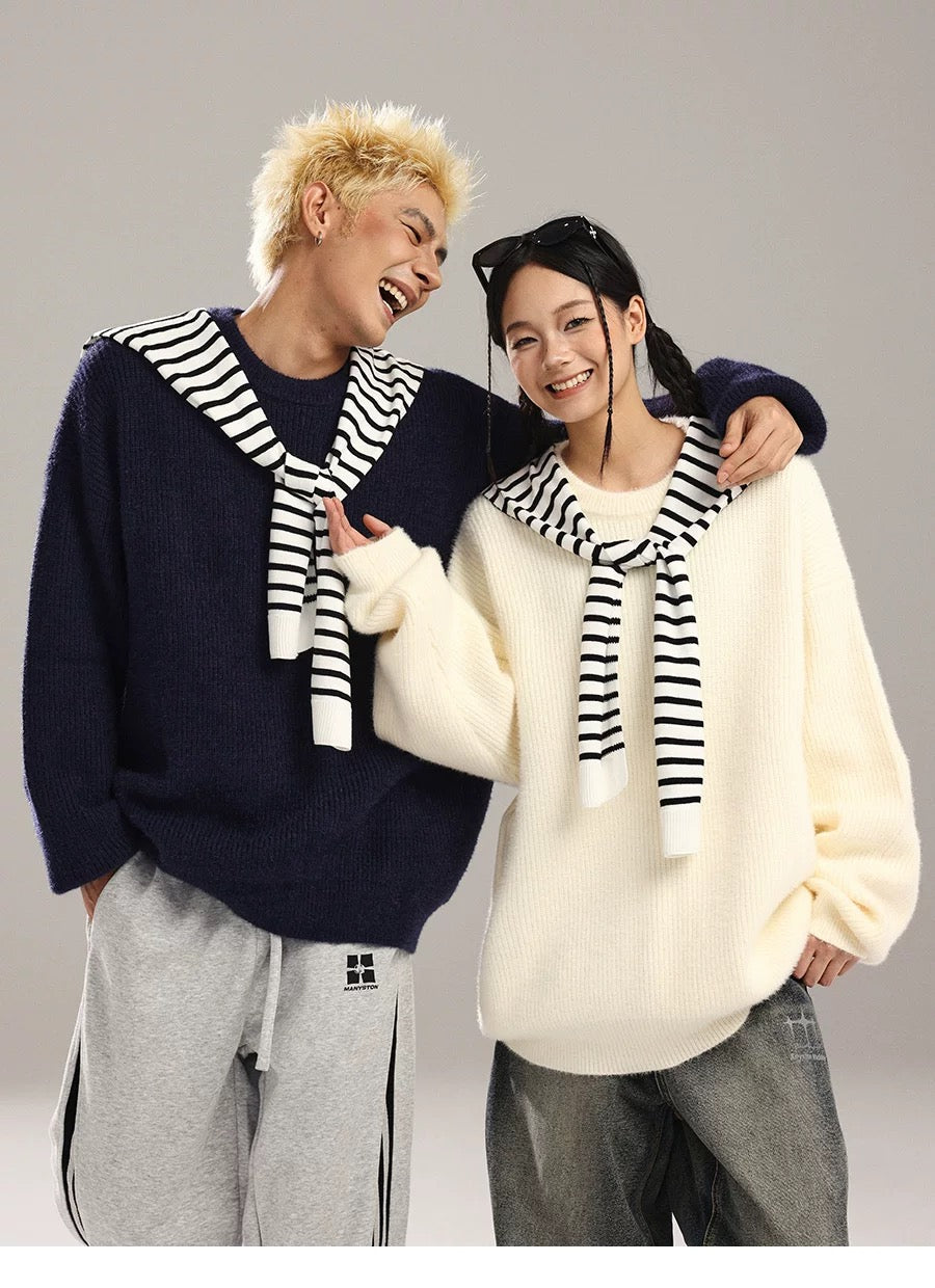 Suéter de punto estilo americano relajado para hombre S0023