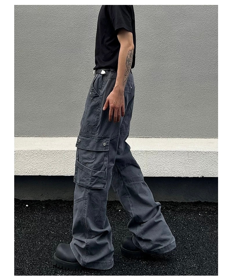 Men’s Deconstructed Cargo Pants – American Retro Utility Street Trousers B0073