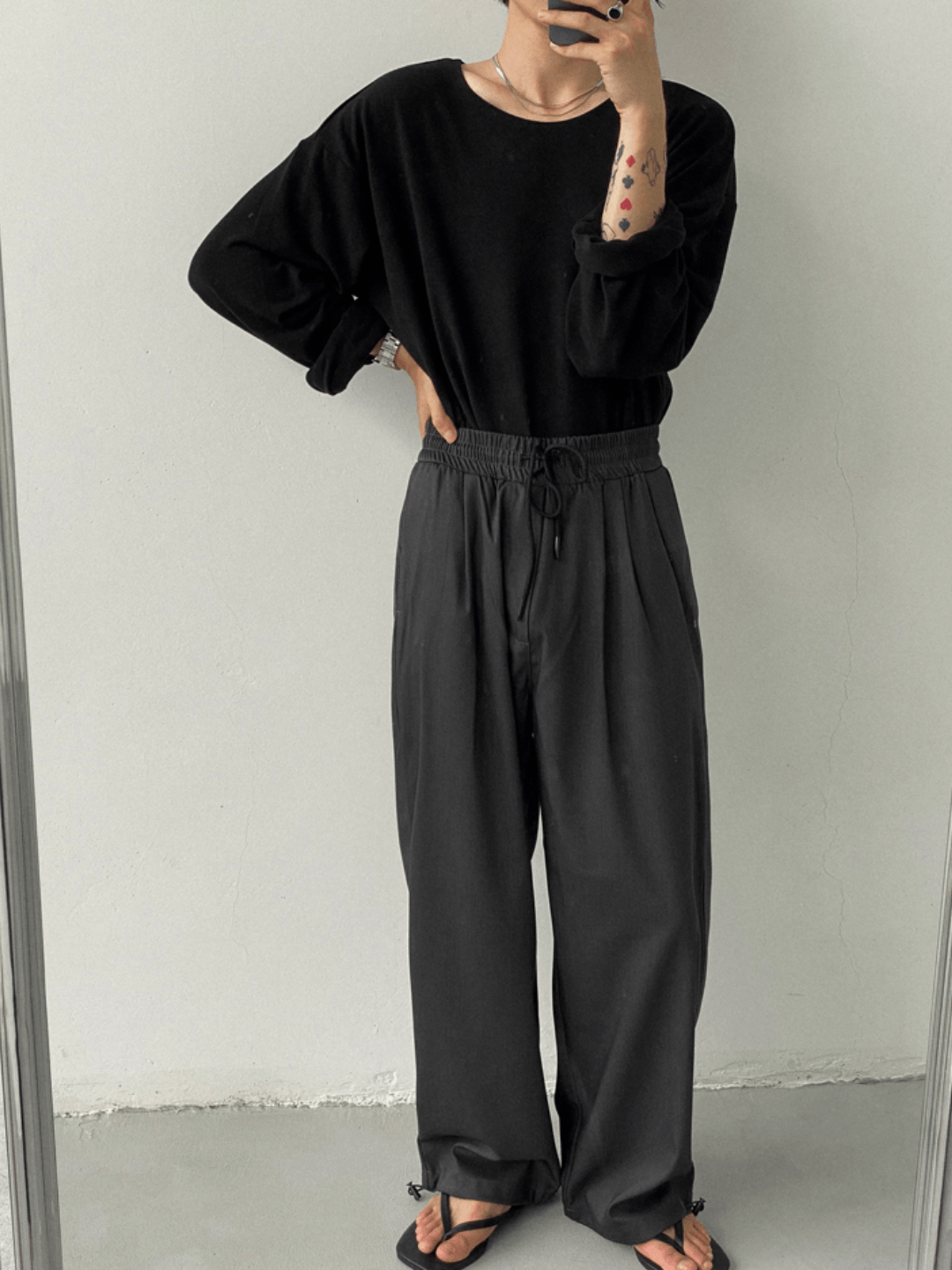 [GENESISBOY] Wool feel fabric high T-shirt J0103