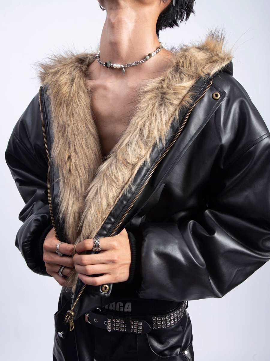 [PLAN1ONE] reversible leather cotton jacket T0160