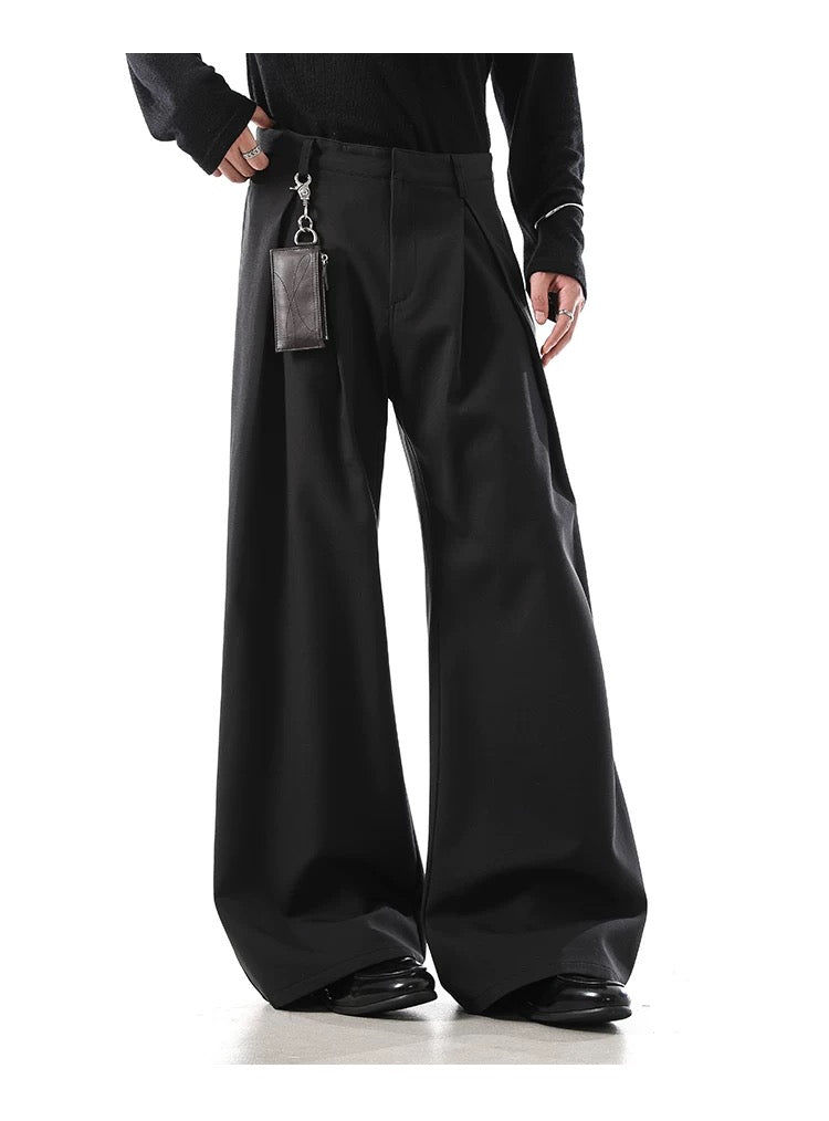 Structured Drape Suit Trousers – High-Street Minimalist Straight-Leg Pants B0041