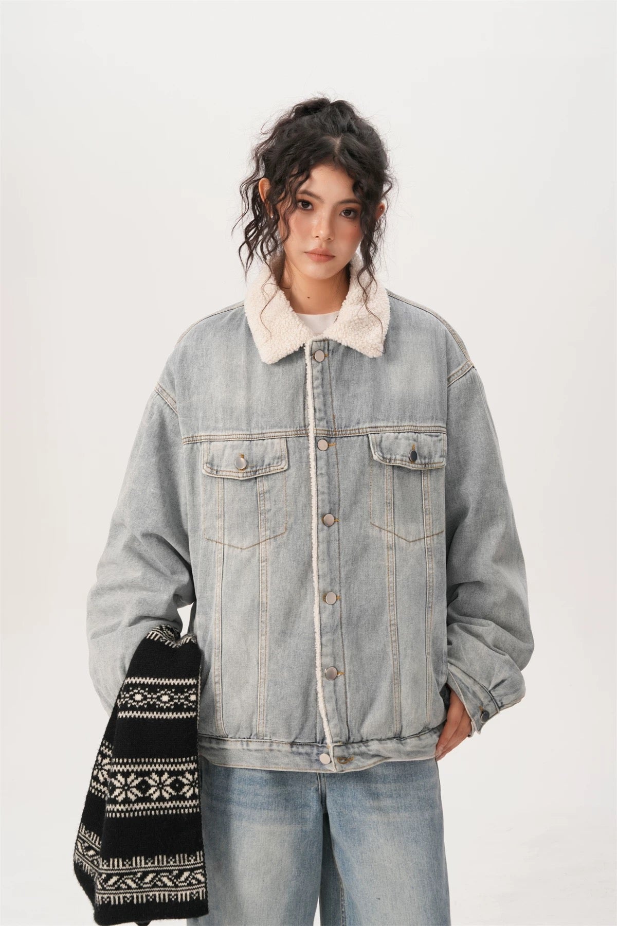 Men’s Vintage Denim Jacket – American Retro Washed Jean Outerwear T0068