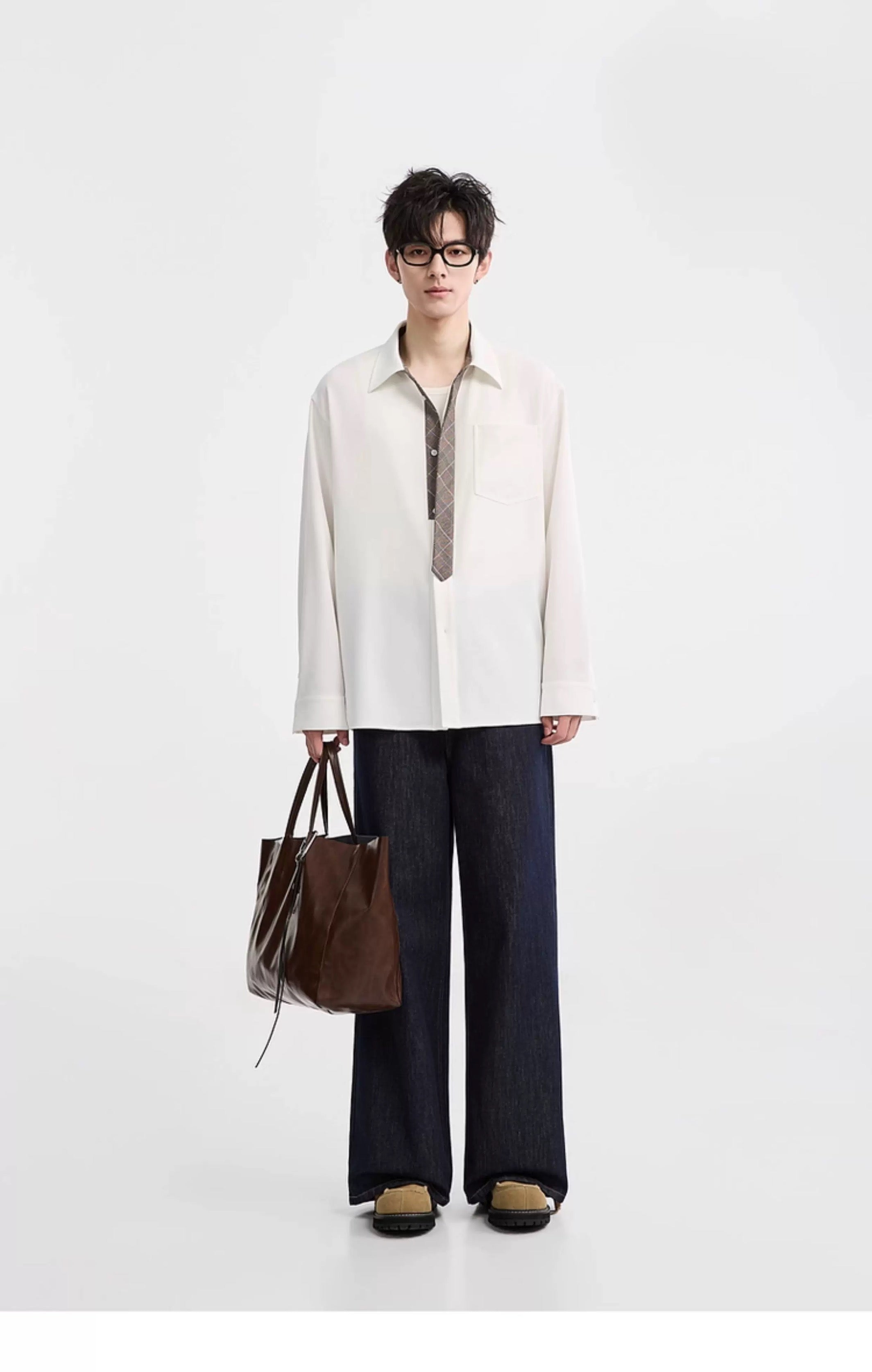 3-in-1 しわ防止＆カラーブロックシャツ - メンズ 秋冬 サーマル 長袖 トップス T0044