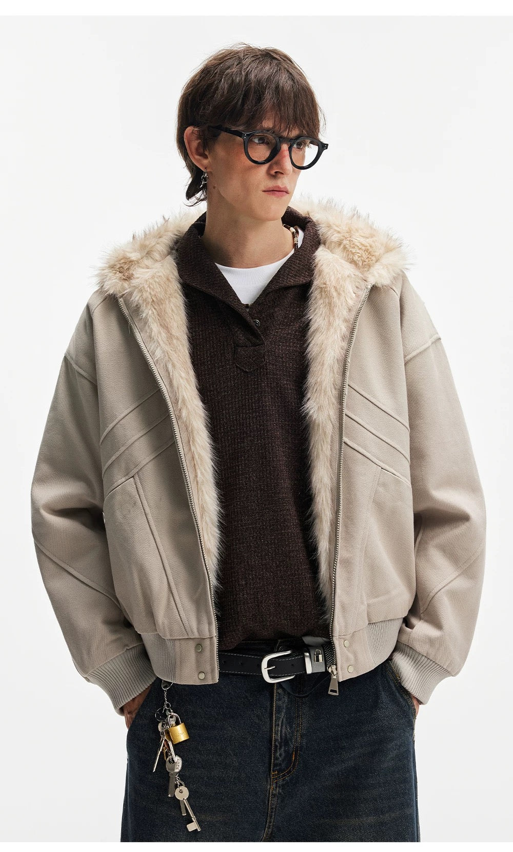 American Vintage Boxy Hooded Padded Jacket – Retro Streetwear Cotton Coat T0226