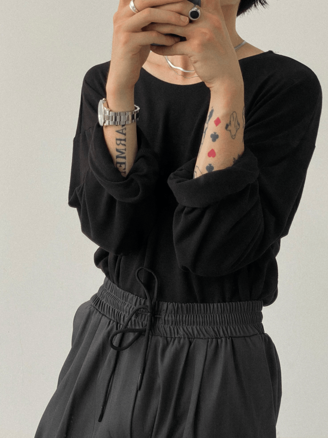 [GENESISBOY] Wool feel fabric high T-shirt J0103