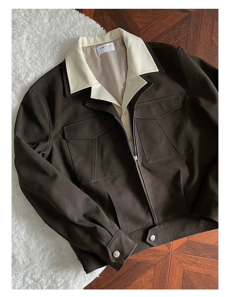 Men’s Deconstructed Layered Jacket – Vintage Minimal Street Outerwear T0058