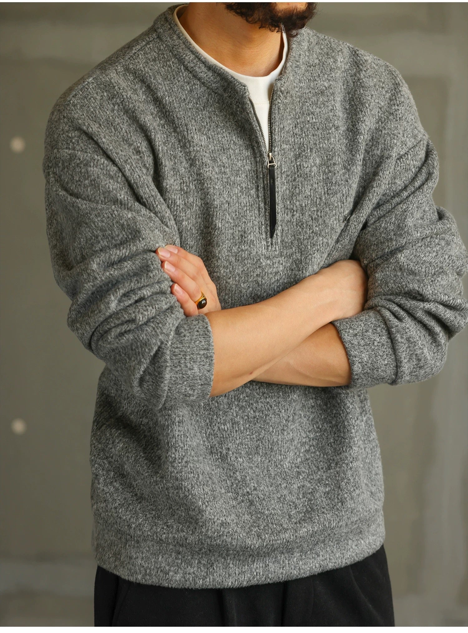 Men’s Zip-Up Knit Cardigan Sweater S0022