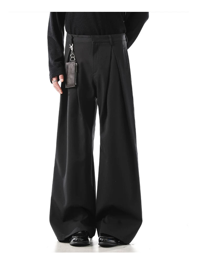 Structured Drape Suit Trousers – High-Street Minimalist Straight-Leg Pants B0041