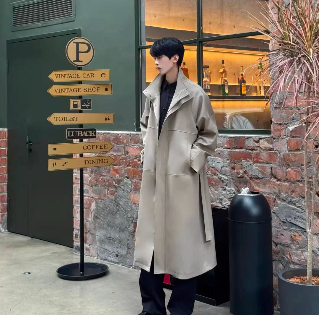 Gabardina larga vintage británica para hombre T0248