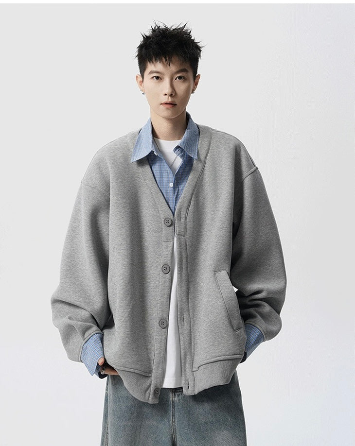 Cárdigan de punto gofre para hombre: Chaqueta estilo suéter vintage informal T0173