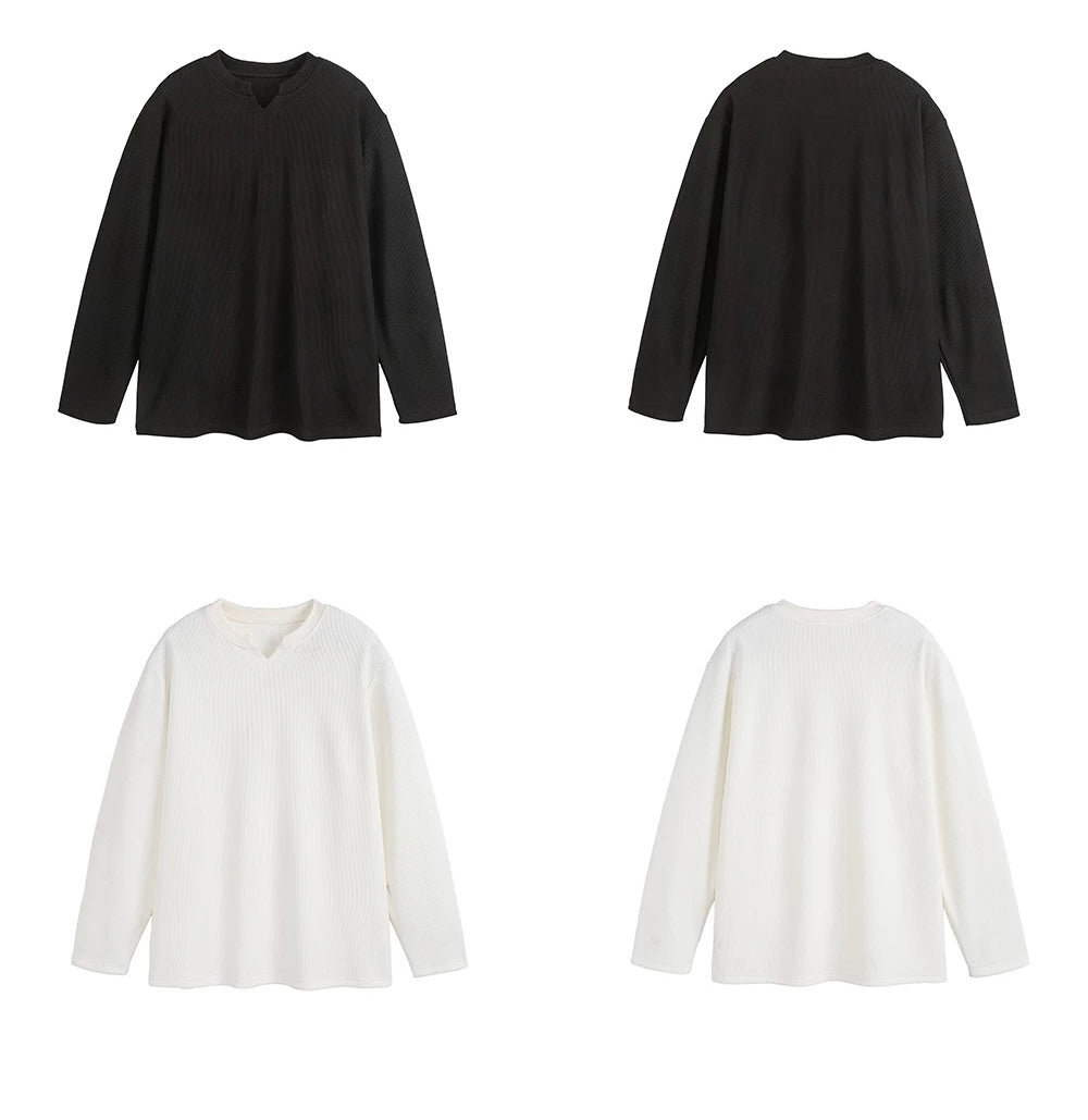 Camiseta de manga larga de color liso para hombre S0010