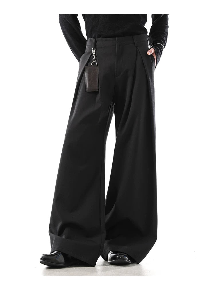 Structured Drape Suit Trousers – High-Street Minimalist Straight-Leg Pants B0041