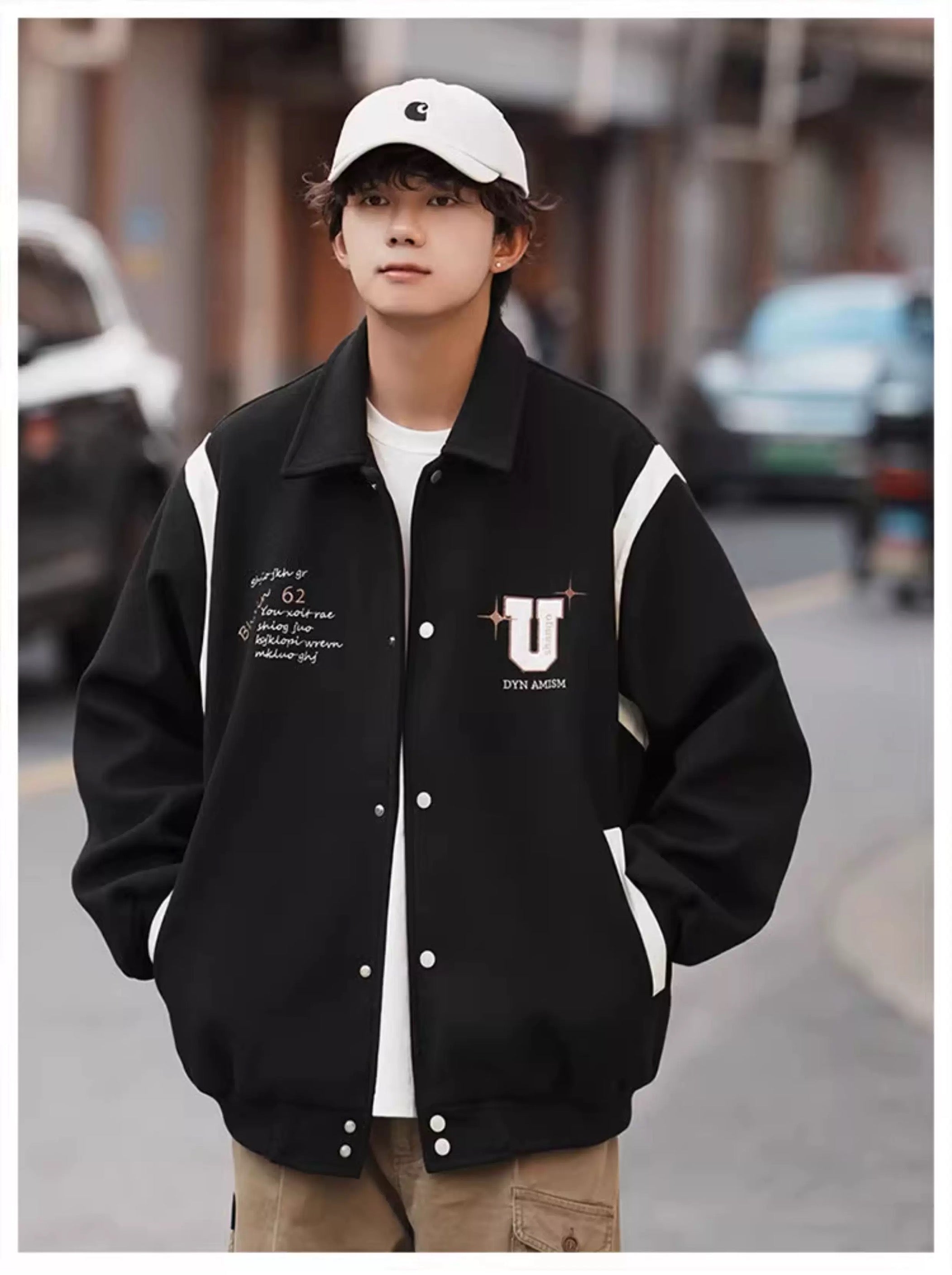 Chaqueta corta de lana – Prenda de abrigo vintage estilo urbano americano T0024