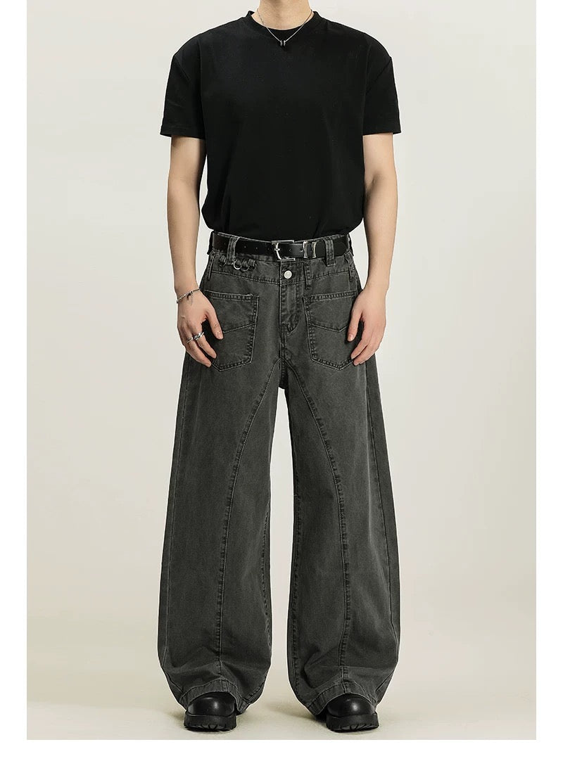 Men’s Vintage American Straight-Leg Cargo Pants – Retro Utility Streetwear Trousers B0045