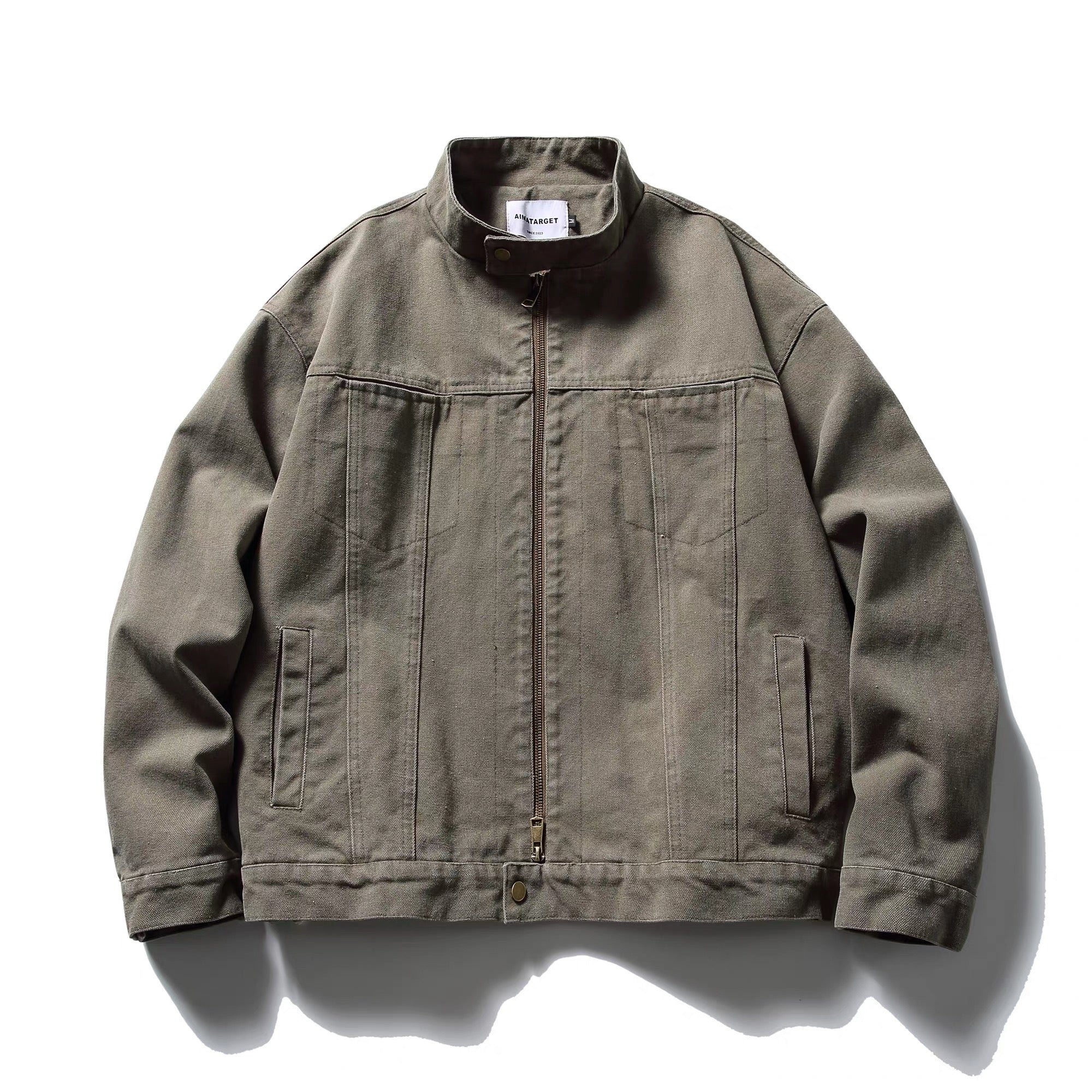 American Vintage Harrington Work Jacket, Cleanfit Stand Collar All-Season Men's Coat T0006