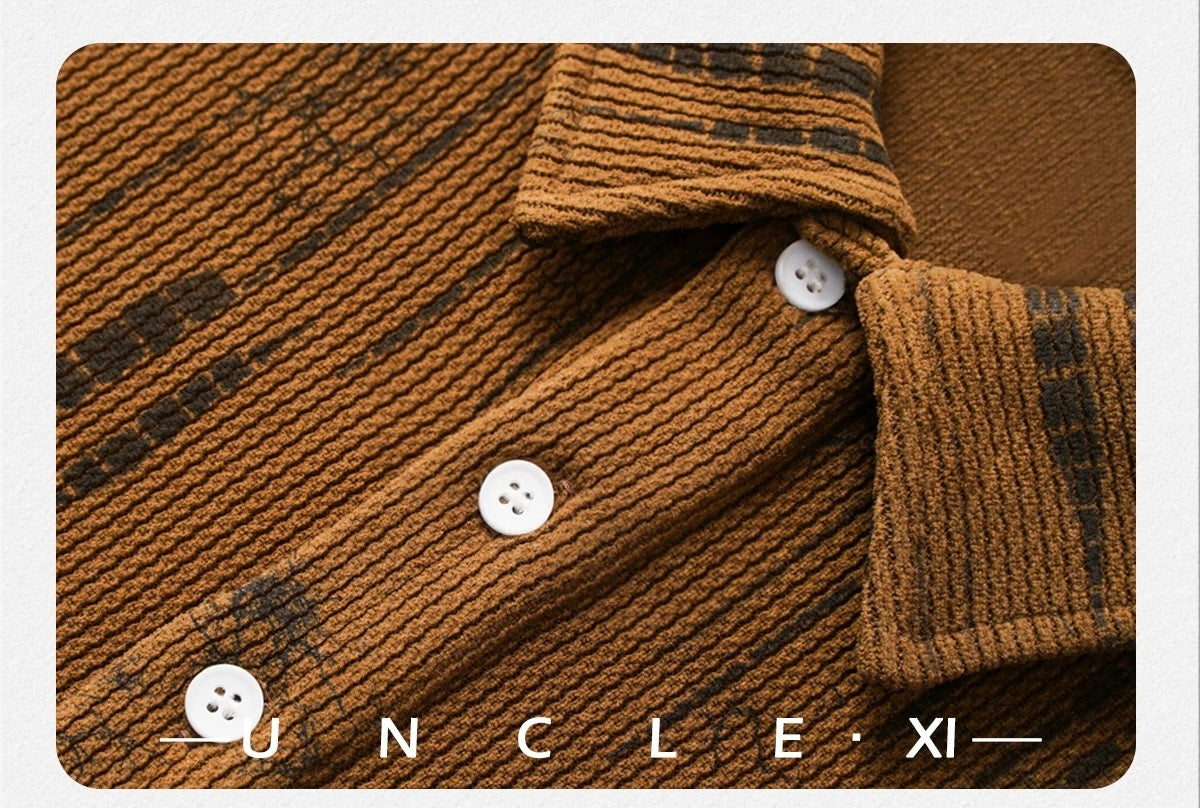 Men’s Long-Sleeve Cotton Polo – Streetwear Style S0016