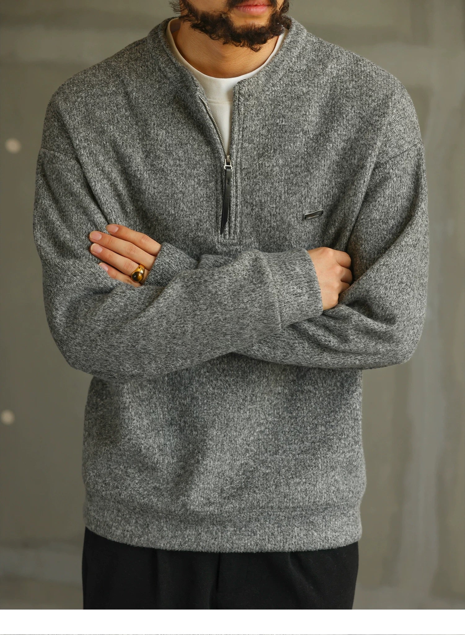 Men’s Zip-Up Knit Cardigan Sweater S0022