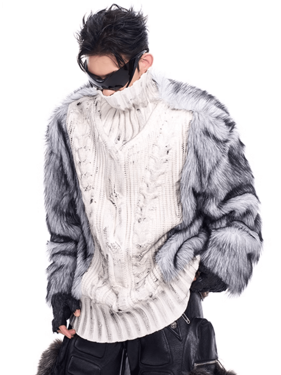 [STARTEXCEEDEND] Fur turtleneck sweater S0199