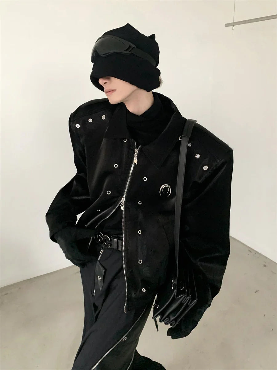 SHOULDER PADS SILHOUETTE LAPEL SHORT JACKET T0107