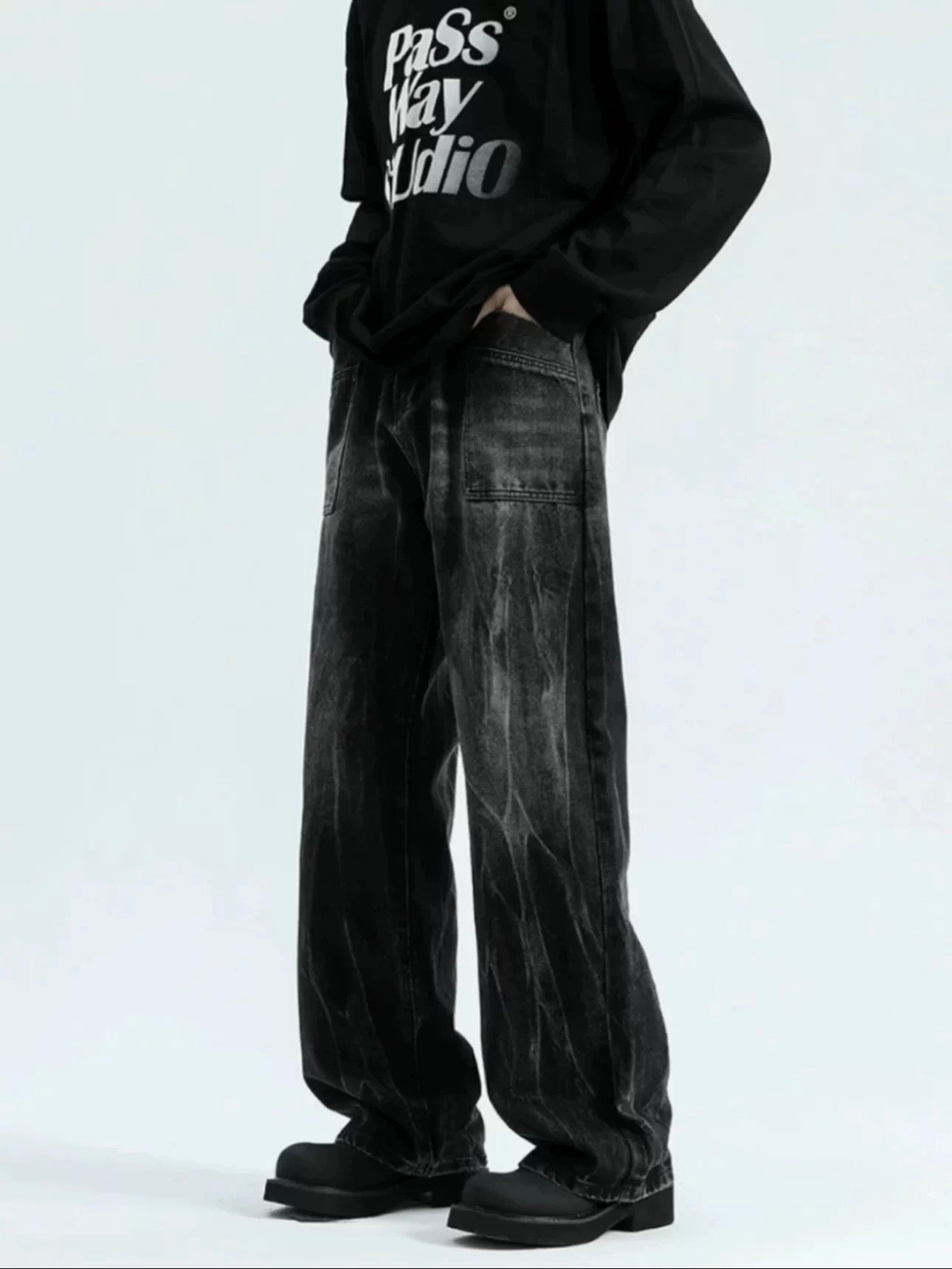 Vaqueros de calle americanos: pantalones holgados vintage B0039