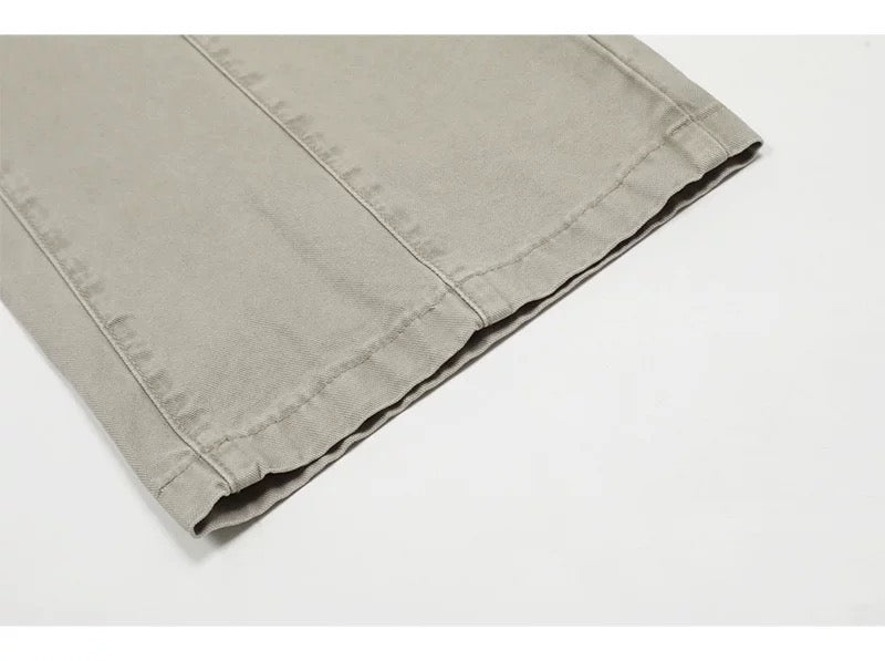 Men’s Vintage American Straight-Leg Cargo Pants – Retro Utility Streetwear Trousers B0045