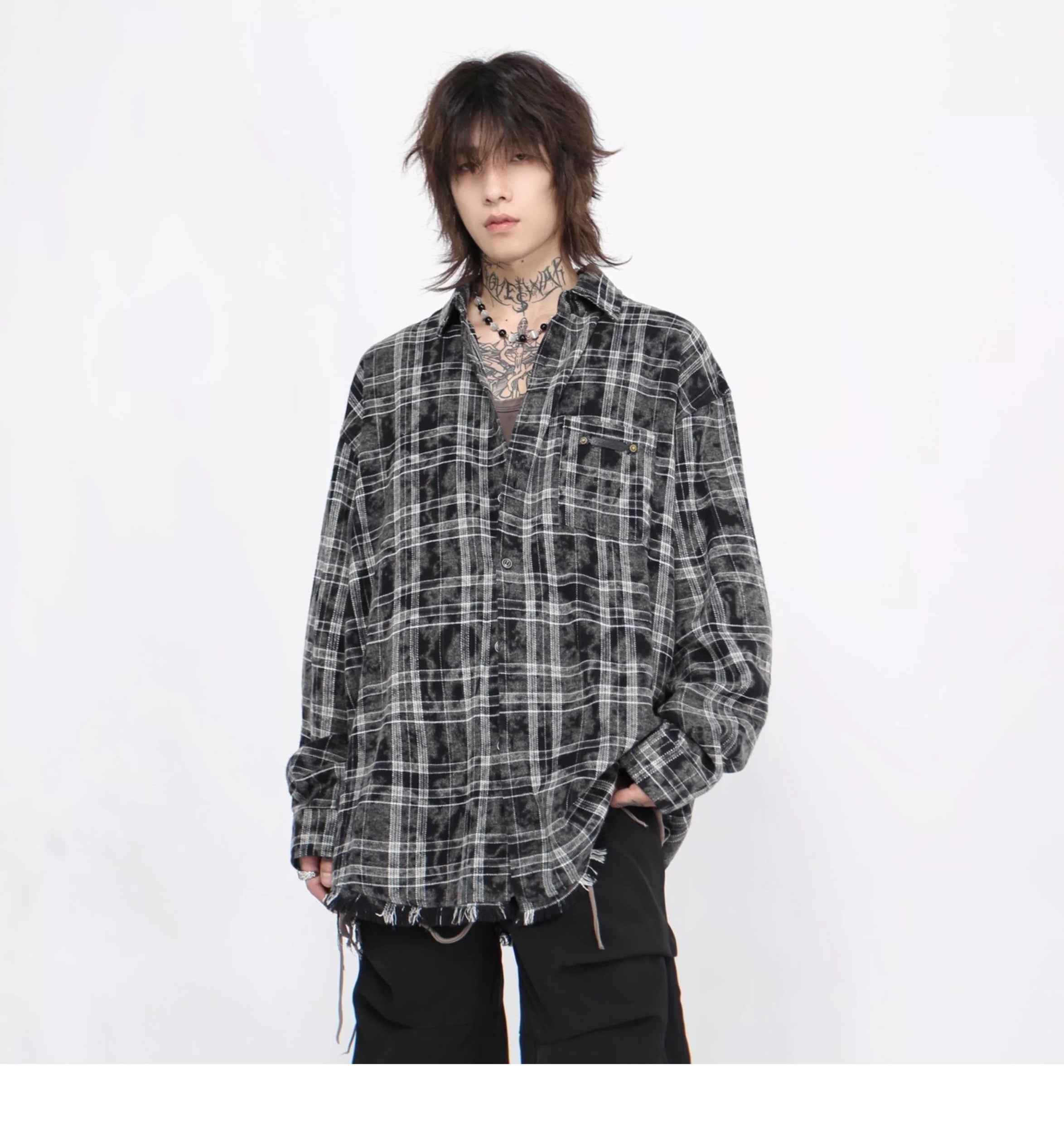 Men’s Plaid Overshirt Jacket – American Casual Vintage Streetwear Outerwear S0052