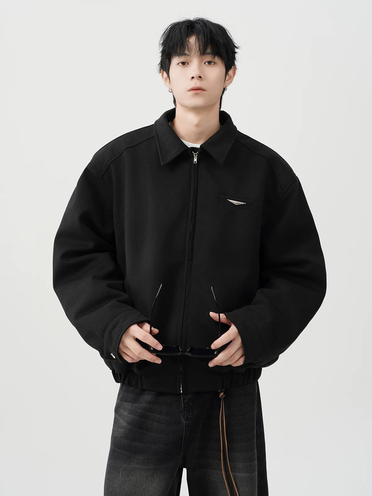 Chaqueta acolchada vintage americana – Abrigo retro de algodón con cuello vuelto para hombre T0022