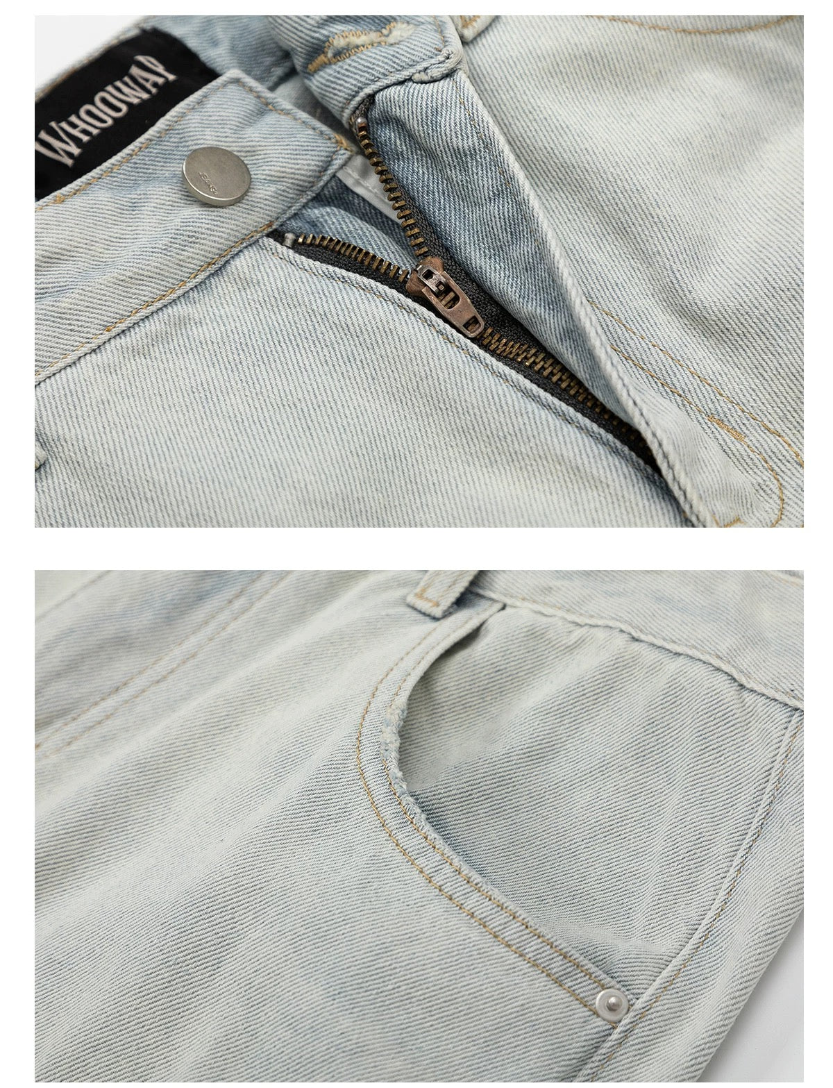 Men’s American Street Style Light Wash Multi-Pocket Jeans – Vintage Cargo Denim Pants B0053