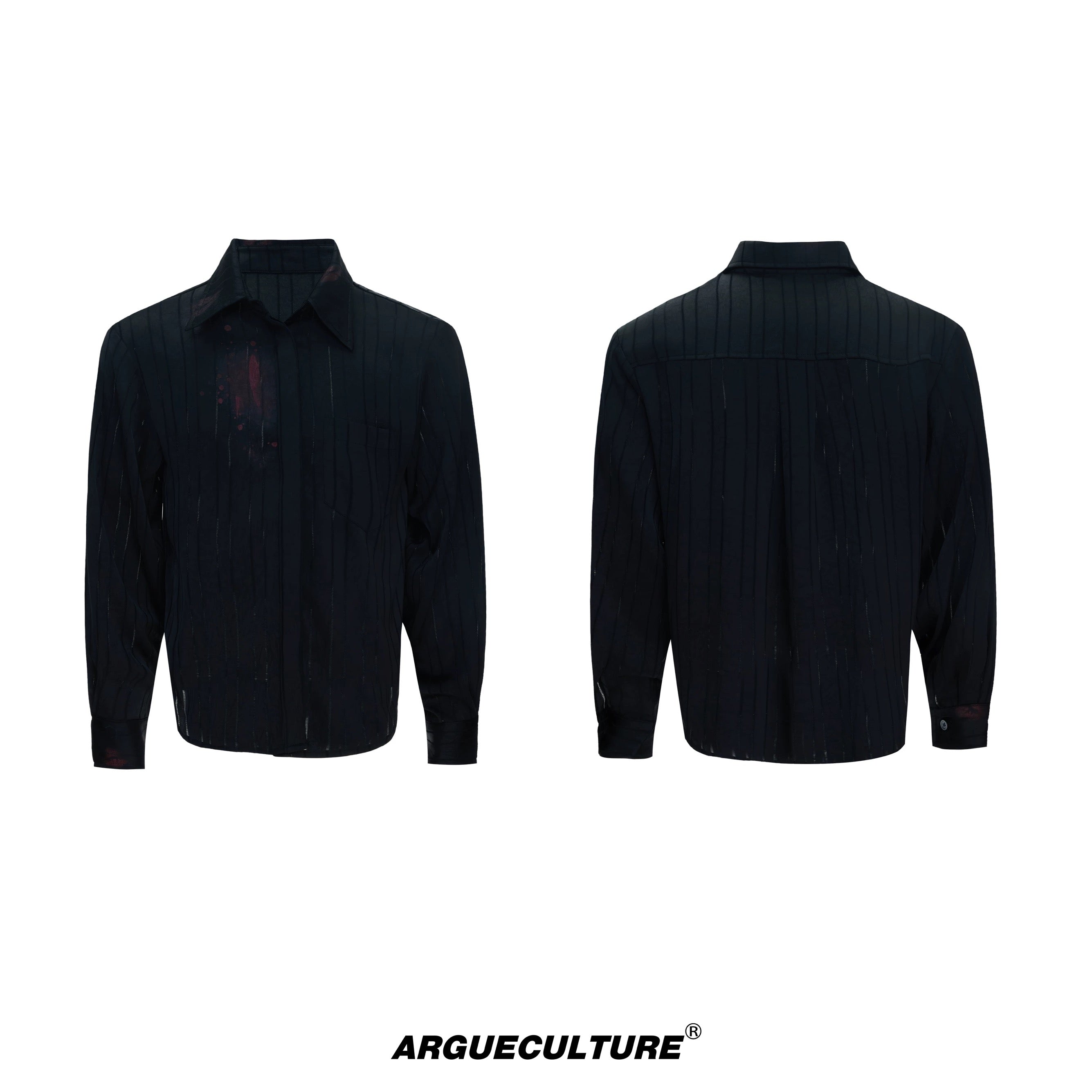 Hot Kiss Misty Realm Striped Satin Lipstick Print Shirt, Luxurious Textured Cardigan Top T0037