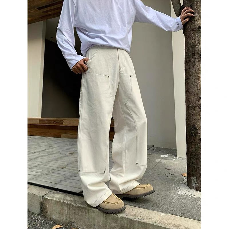 Men’s Off-White Retro Denim Cargo Pants – American Vintage Workwear Style B0075