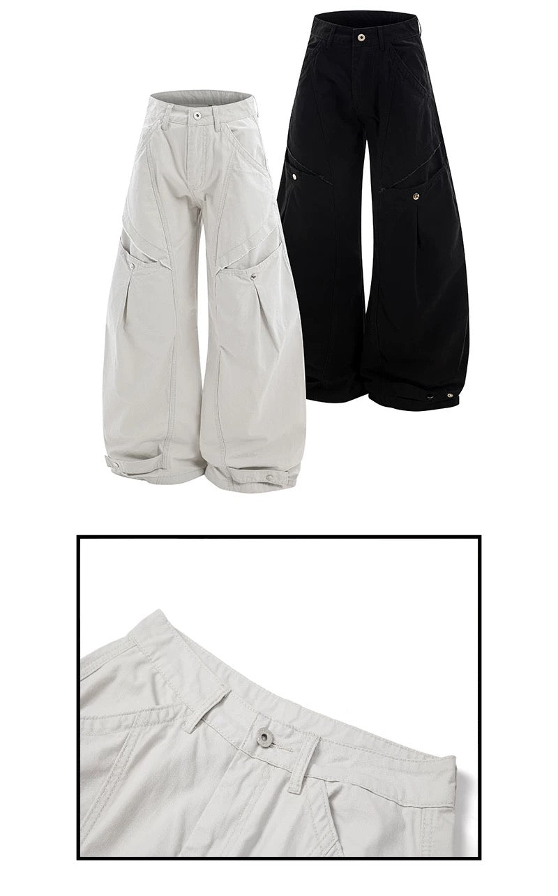 Men’s American Deconstructed Cargo Pants – Oversized Utility Streetwear Trousers B0051