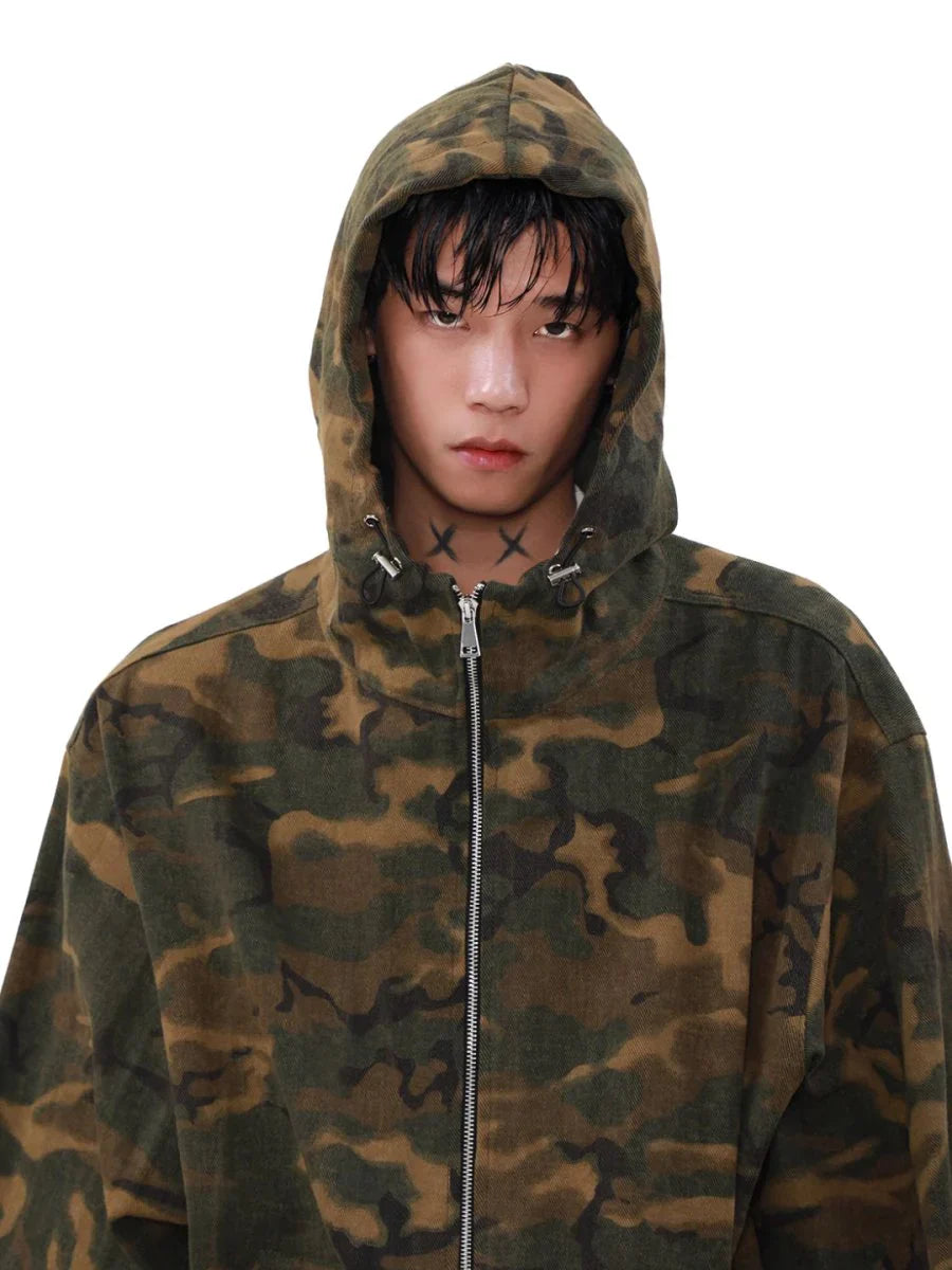 [MRNEARLY] LOOSE ZIPPER HOODED JACKET T0093