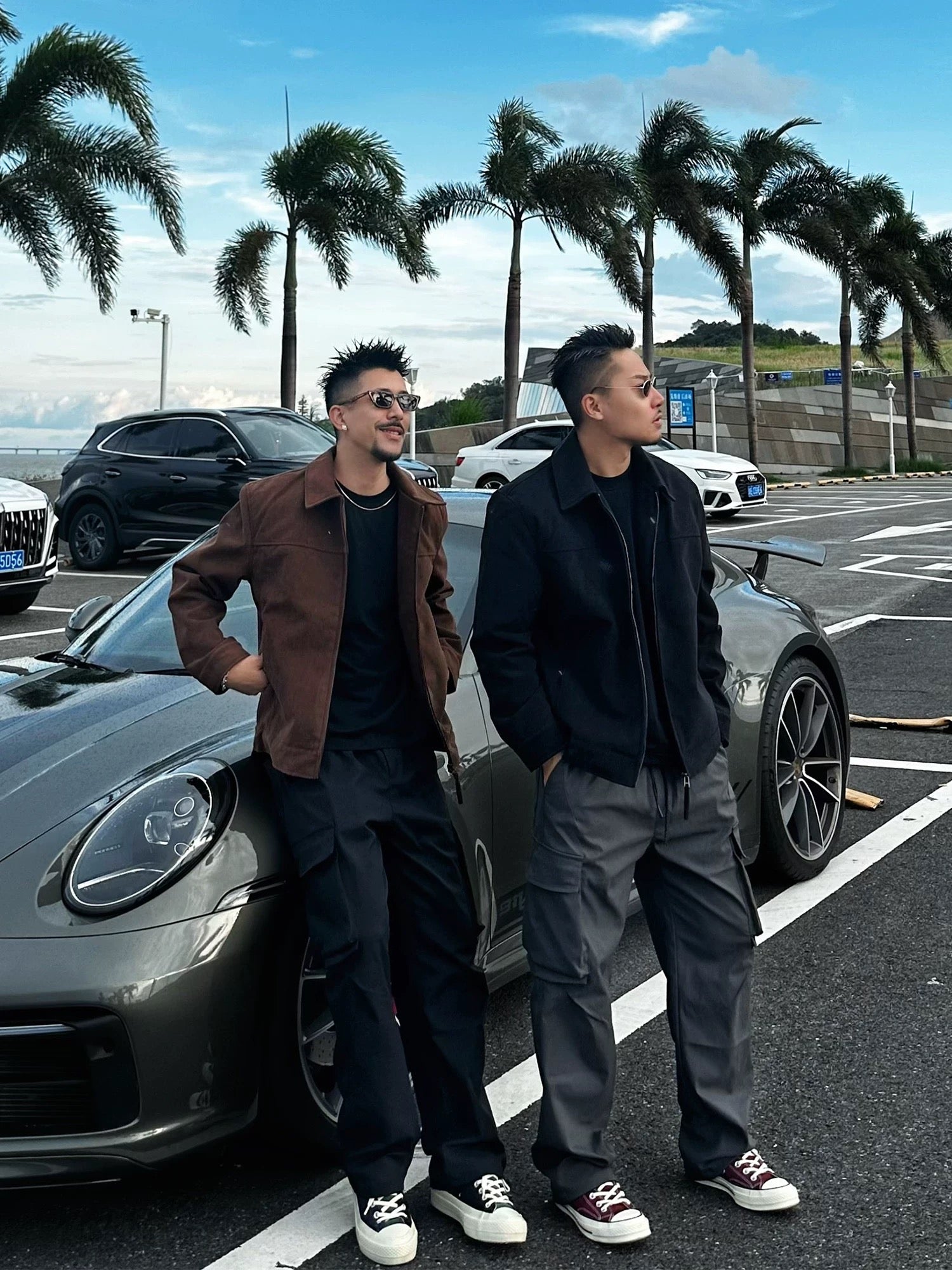 Chaqueta vintage americana con cuello de ante para hombre T0251