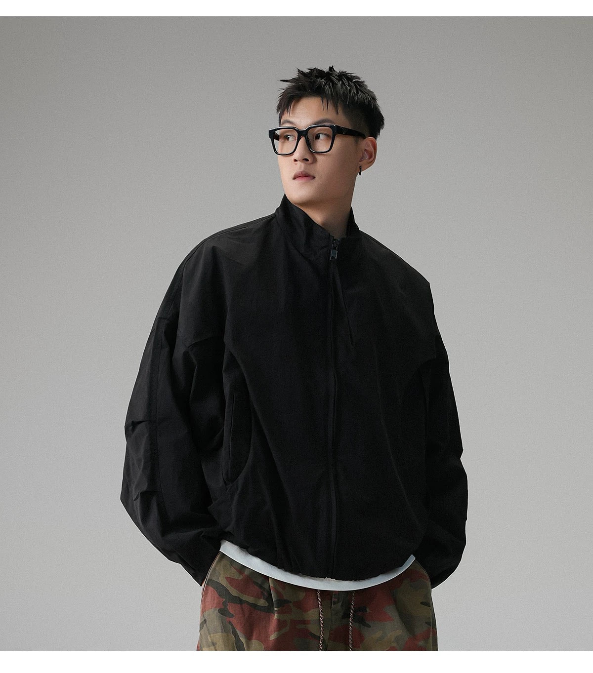 American Stand-Collar Jacket – Vintage Minimalist Streetwear Outerwear T0025