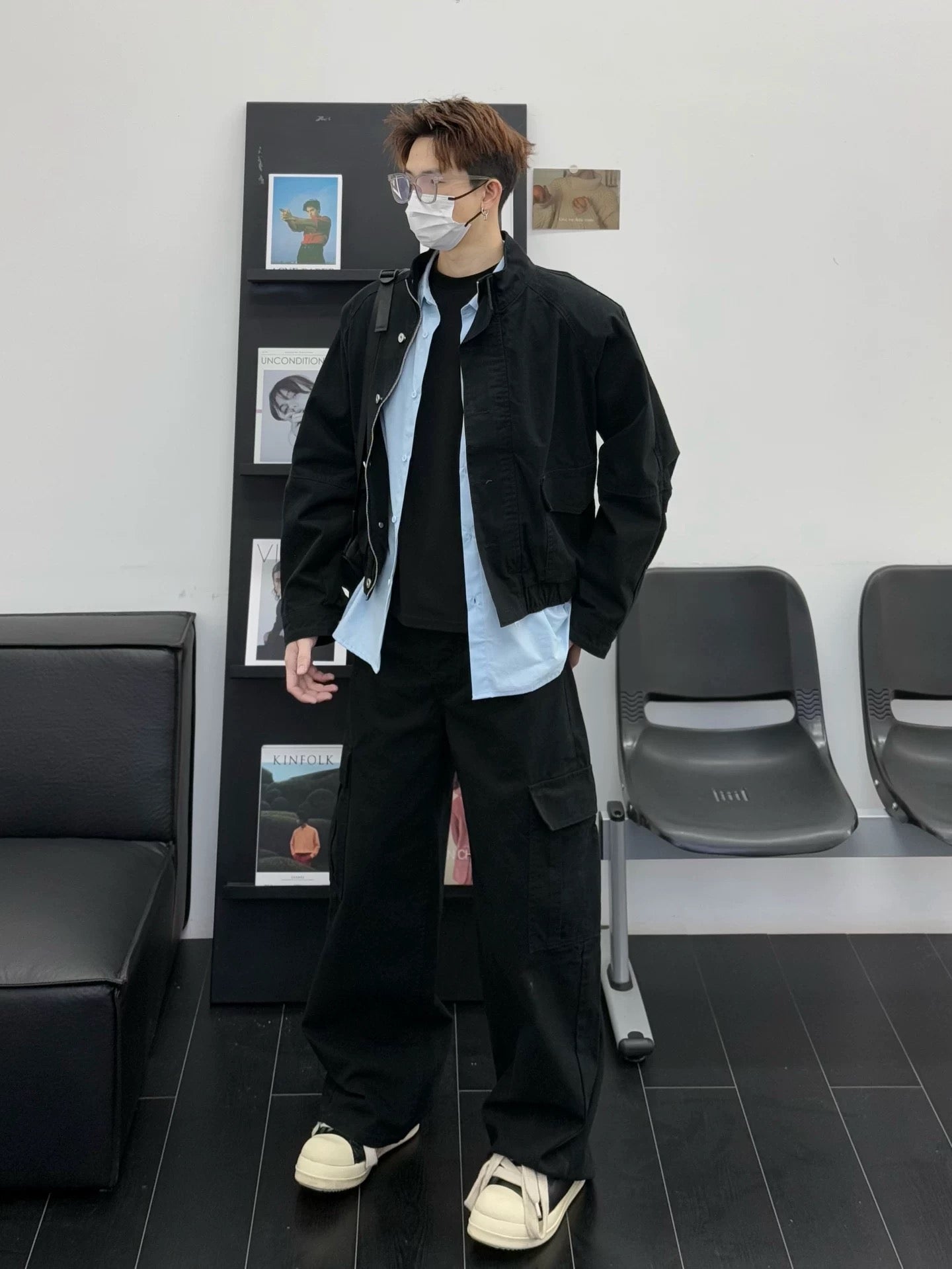 Men’s Short Utility Stand Collar Jacket – Vintage Workwear Streetwear Outerwear T0048