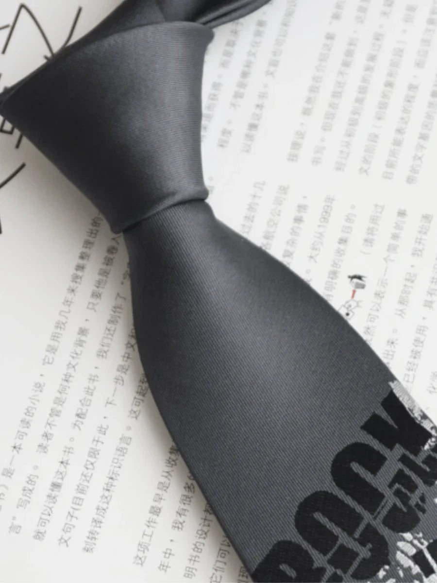 DARK GRAY SKULL TIE TREND A0037