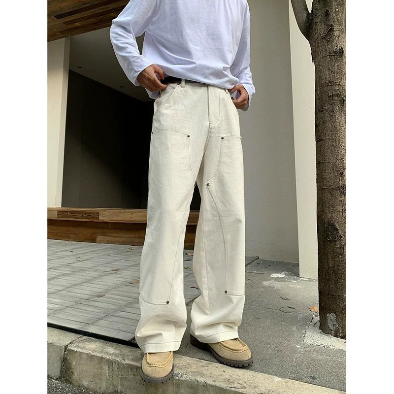 Men’s Off-White Retro Denim Cargo Pants – American Vintage Workwear Style B0075