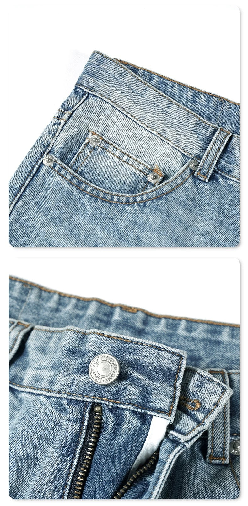 Vaqueros desgastados azul claro para hombre – American Vintage Pantalones vaqueros rectos B0083