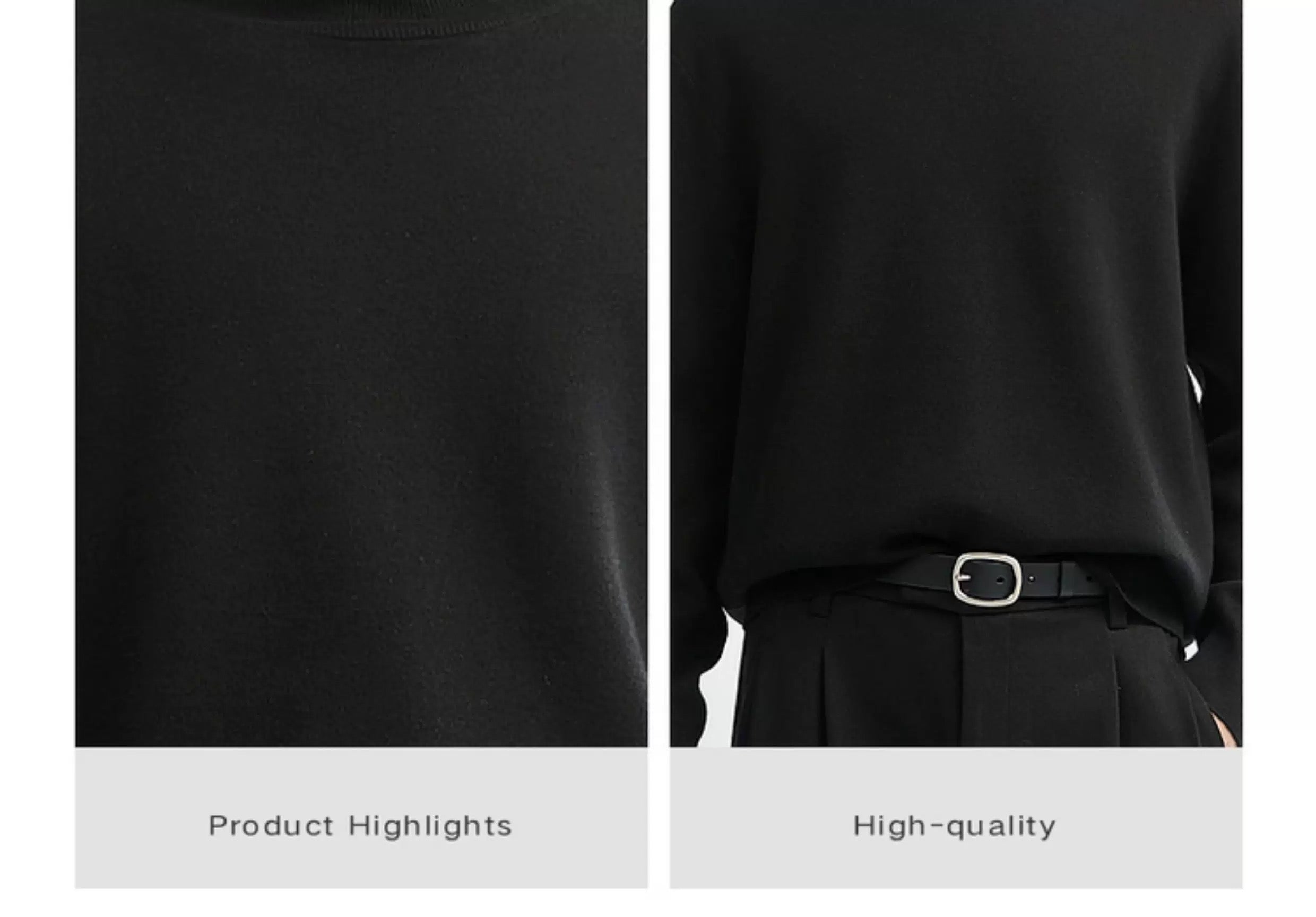 Suéter de punto de cuello alto para hombre - Capa base con forro polar grueso para otoño e invierno T0041