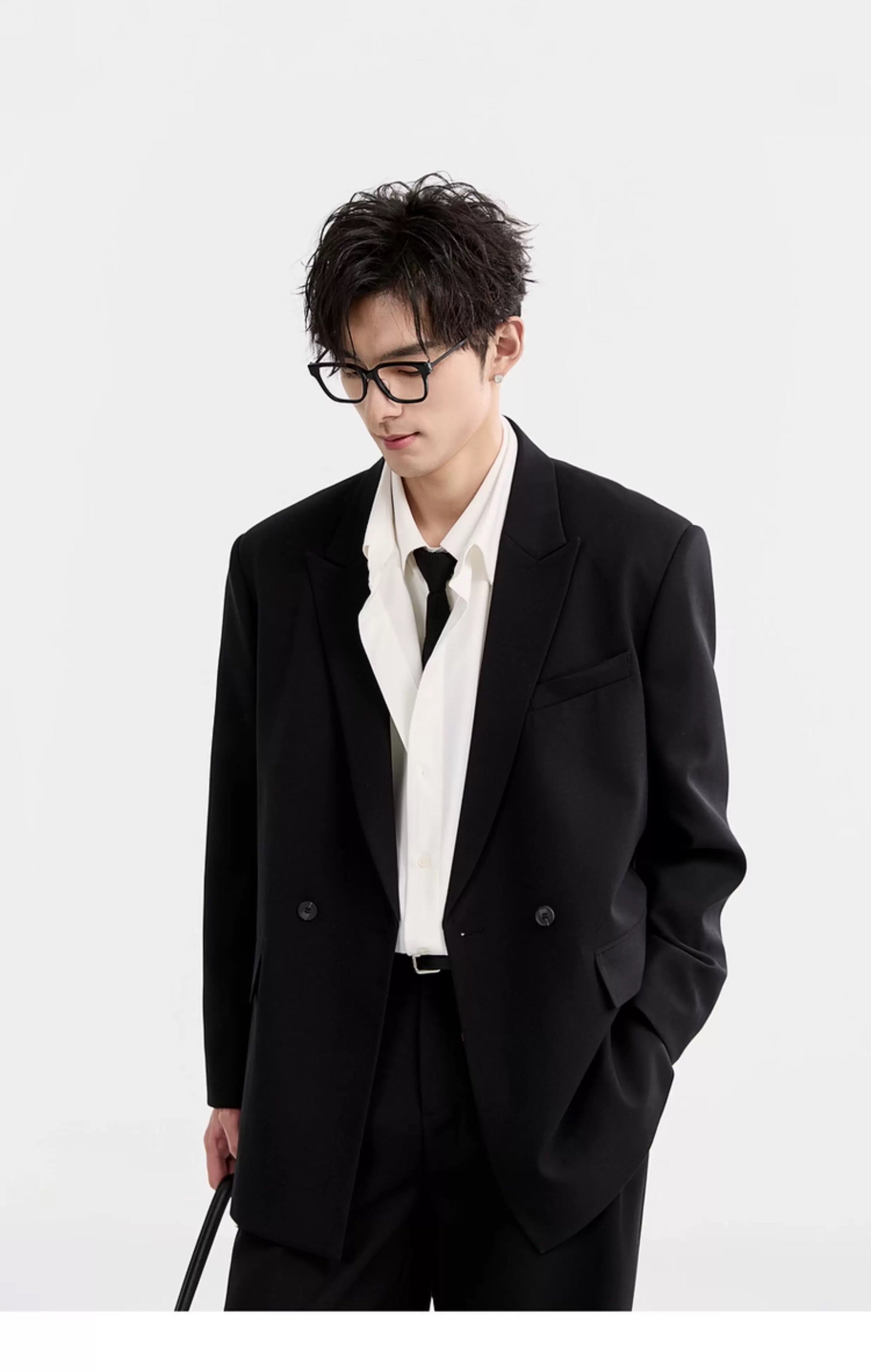 Blazer de lana Tencel Premium - Chaqueta informal de gran tamaño y botonadura sencilla para hombre, para todas las estaciones, T0045