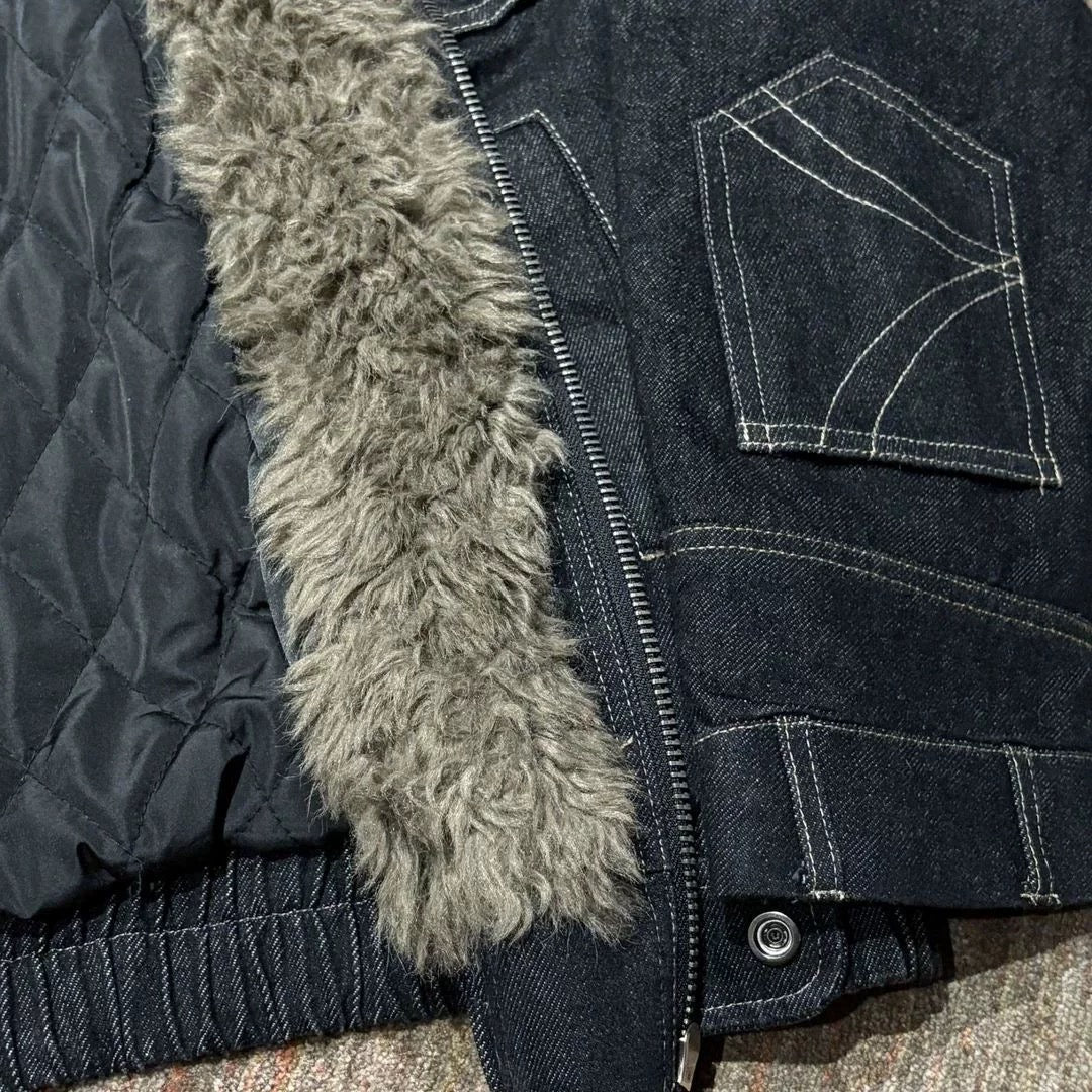 Men’s Fleece-Lined Denim Jacket – American Vintage Winter Street Outerwear T0053