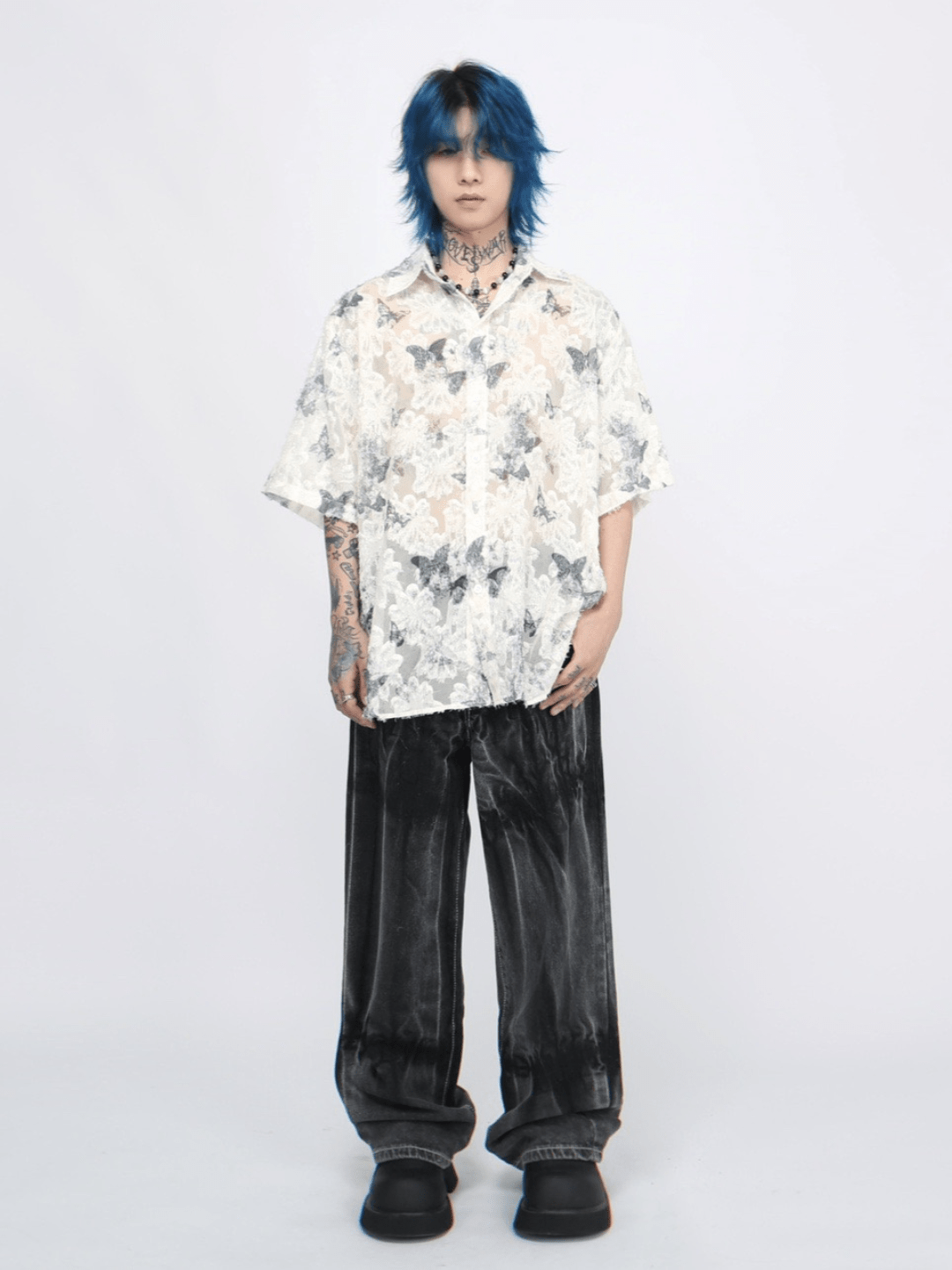 [Mz] butterfly design shirt J0126