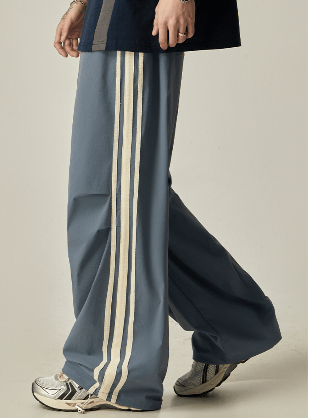Striped loose wide-leg casual pants B0328