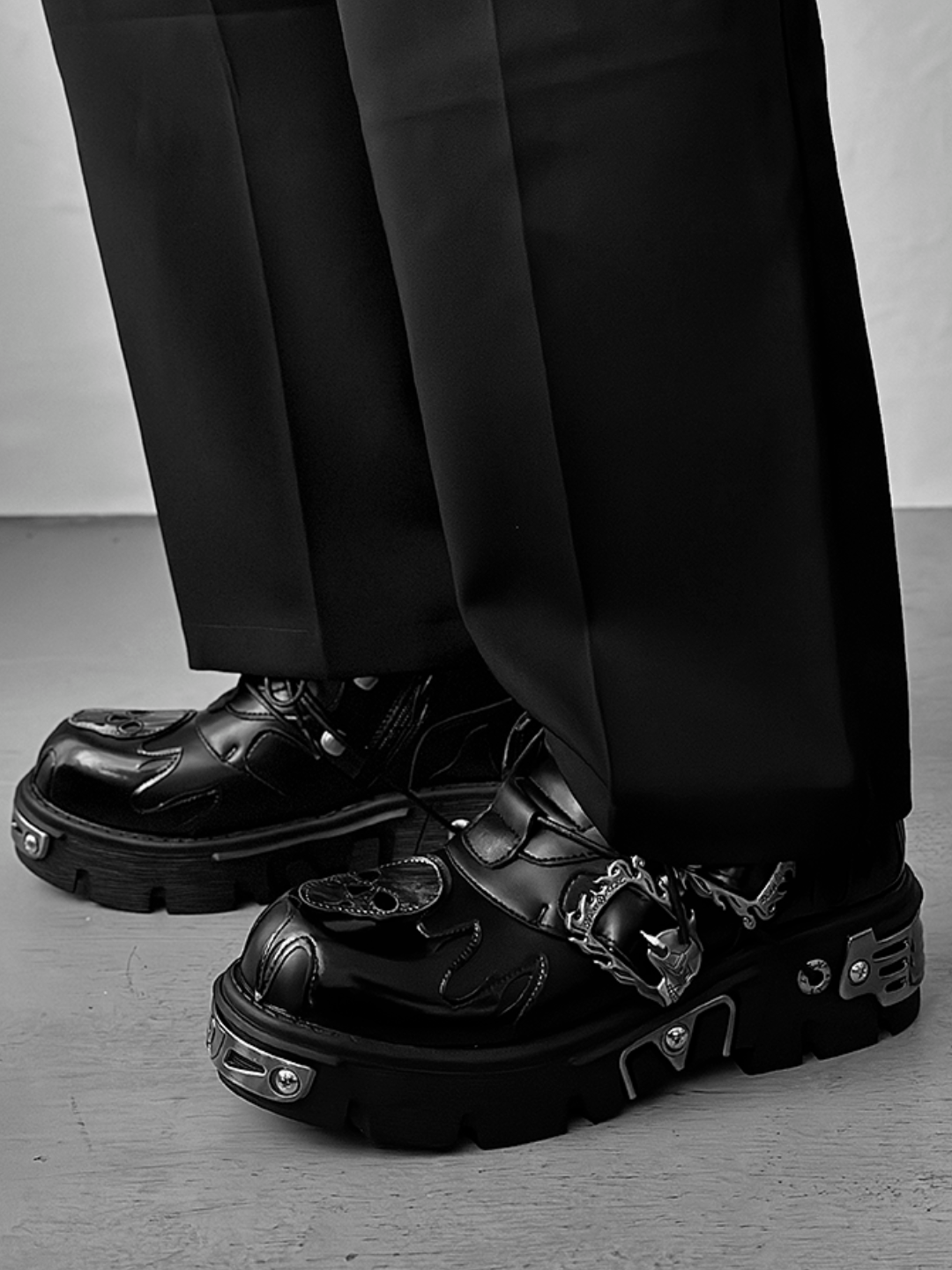 Punk Metal Leather Shoes S047